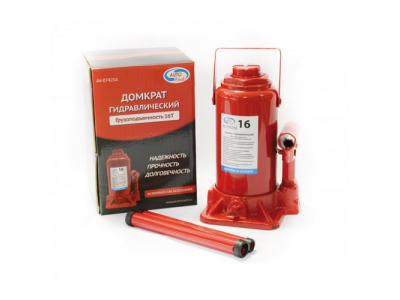 Домкрат гидравлический 16 т бутылочный, в коробке, красный