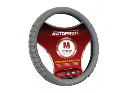 Оплетка "АВТОПРОФИ" нат.кожа "гармошка" темно-серая AP-470 D.GY M1/20