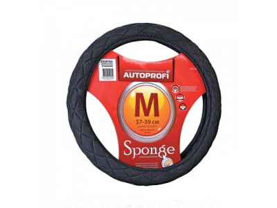 Оплётка руля спонжевая, стеганая (черный) (М) от Autoprofi Оплётка руля спонжевая, стеганая (черный) (М)