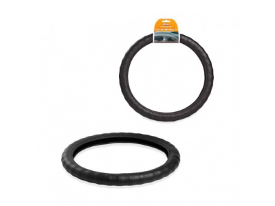 Оплетка на руль ребристая, гладкая кожа, черная, 37-39 см/М от Airline Оплетка на руль ребристая, гладкая кожа, черная, 37-39 см/М