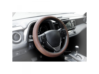 Оплетка, иск. кожа с тиснением, коричневая, 38 см / M от KRAFT Оплетка, иск. кожа с тиснением, коричневая, 38 см / M