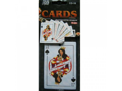 Ароматизатор воздуха подвесной картонный AZARD "Игральные карты Дама Пик" Кофе от AZARD Ароматизатор воздуха подвесной картонный AZARD "Игральные карты Дама Пик" Кофе