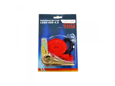 Стяжка крепления груза (крюк) 4,5м х 25мм 450кг VETTLER от VETTLER Стяжка крепления груза (крюк) 4,5м х 25мм 450кг VETTLER
