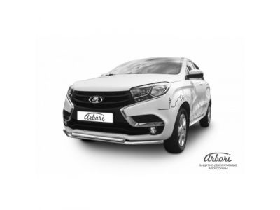 Защита переднего бампера Arbori d42 + d42 двойная LADA XRAY 2016-