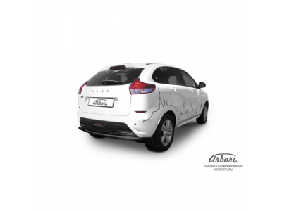 Защита заднего бампера Arbori d57 черная LADA XRAY 2016-