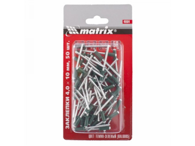 Заклепки 4,0 х 10 мм RAL 6005 (темно-зеленый), 50 шт. MATRIX