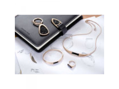 Брелок Mercedes Key Ring, Crystal, Swarovski, pink gold colours / black