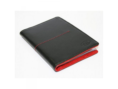 Кожаная обложка для авто-документов Kia, цвет черный и красный, артикул R8480AC457K