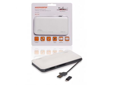 Аккумулятор внешний универсальный 12000мАч: microUSB/Lightning 2.1A от Airline Аккумулятор внешний универсальный 12000мАч: microUSB/Lightning 2.1A