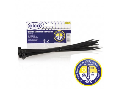 Хомут—стяжка кабельная пластиковая W-7.2 L-400 от ALCA Хомут—стяжка кабельная пластиковая W-7.2 L-400