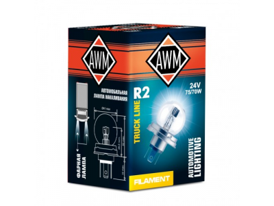 Лампа накаливания AWM R2 24V 75W/70W (P45T) от AWM Лампа накаливания AWM R2 24V 75W/70W (P45T)