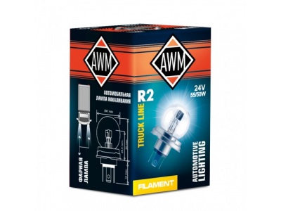 Лампа накаливания AWM R2 24V 55W/50W (P45T) от AWM Лампа накаливания AWM R2 24V 55W/50W (P45T)
